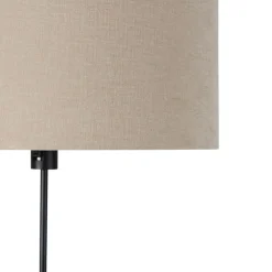 Vloerlamp zwart verstelbaar met kap lichtbruin 50 cm - Parte