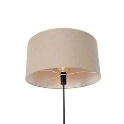 Vloerlamp zwart verstelbaar met kap lichtbruin 50 cm - Parte