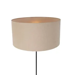 Vloerlamp zwart verstelbaar met kap lichtbruin 50 cm - Parte