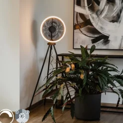 Vloerventilator tripod zwart incl. LED 3-staps dimbaar - Meric