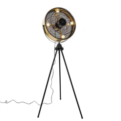 Vloerventilator zwart met goud4-lichts dimbaar - Kim