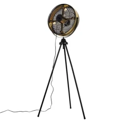 Vloerventilator zwart met goud4-lichts dimbaar - Kim