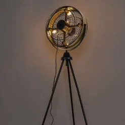 Vloerventilator zwart met goud4-lichts dimbaar - Kim