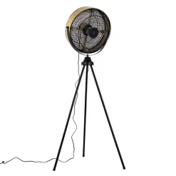 Vloerventilator zwart met goud4-lichts dimbaar - Kim