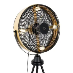 Vloerventilator zwart met goud4-lichts dimbaar - Kim