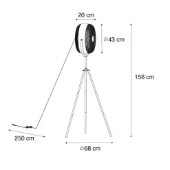 Vloerventilator zwart met goud4-lichts dimbaar - Kim