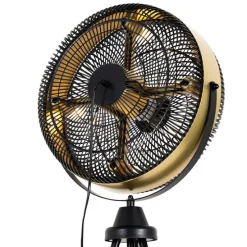 Vloerventilator zwart met goud4-lichts dimbaar - Kim