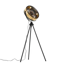 Vloerventilator zwart met goud4-lichts dimbaar - Kim