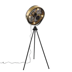 Vloerventilator zwart met goud4-lichts dimbaar - Kim