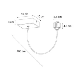 Voeding met vierkante bevestigingsplaat voor 1-fase rail zwart - Iconic