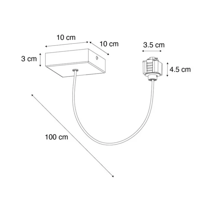 Voeding met vierkante bevestigingsplaat voor 1-fase rail zwart - Iconic