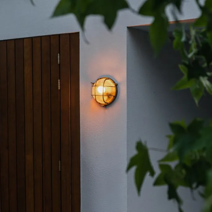 Wand- en plafondlamp goud/messing rond IP44 - Noutica