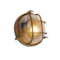 Wand- en plafondlamp goud/messing rond IP44 - Noutica