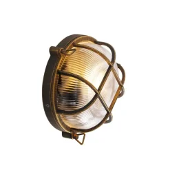 Wand- en plafondlamp goud/messing rond IP44 - Noutica