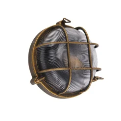 Wand- en plafondlamp goud/messing rond IP44 - Noutica