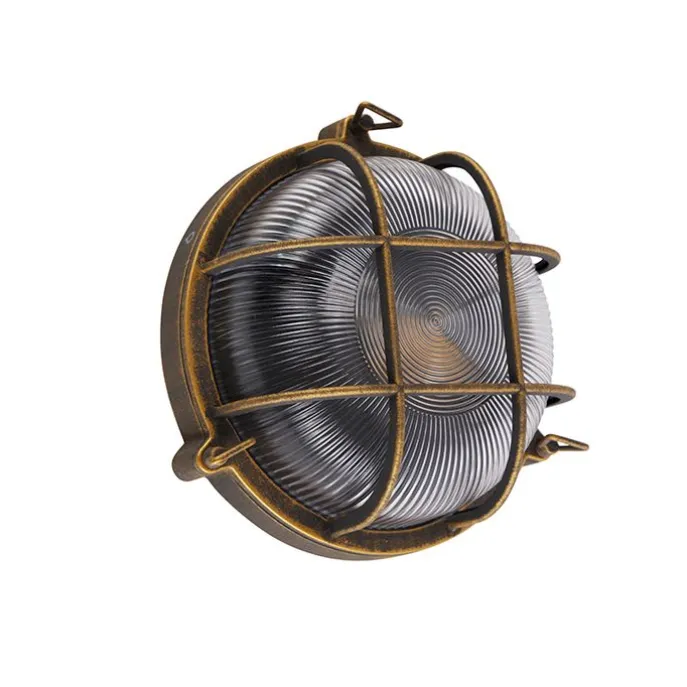 Wand- en plafondlamp goud/messing rond IP44 - Noutica