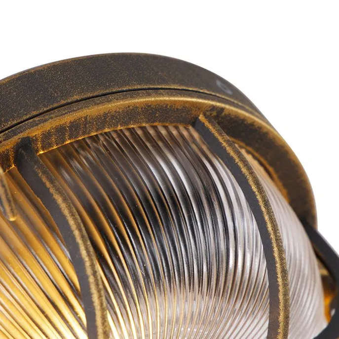 Wand- en plafondlamp goud/messing rond IP44 - Noutica