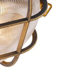 Wand- en plafondlamp goud/messing rond IP44 - Noutica