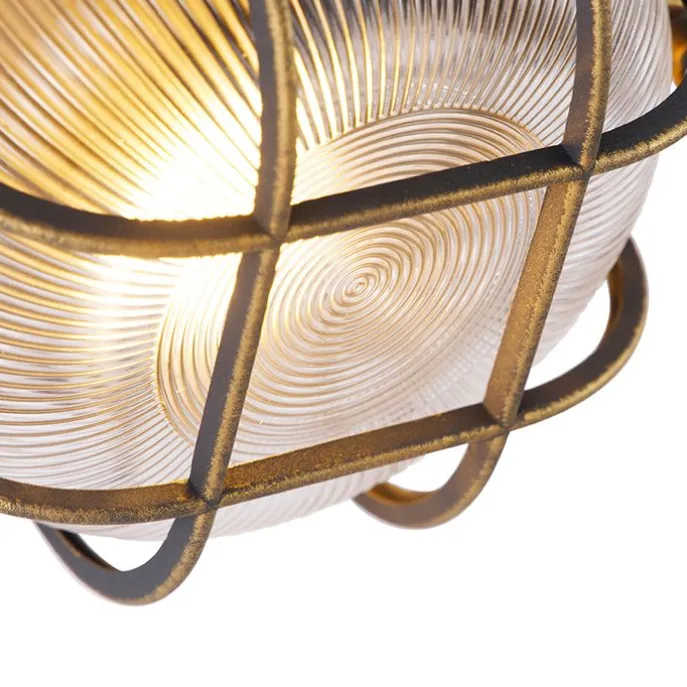 Wand- en plafondlamp goud/messing rond IP44 - Noutica