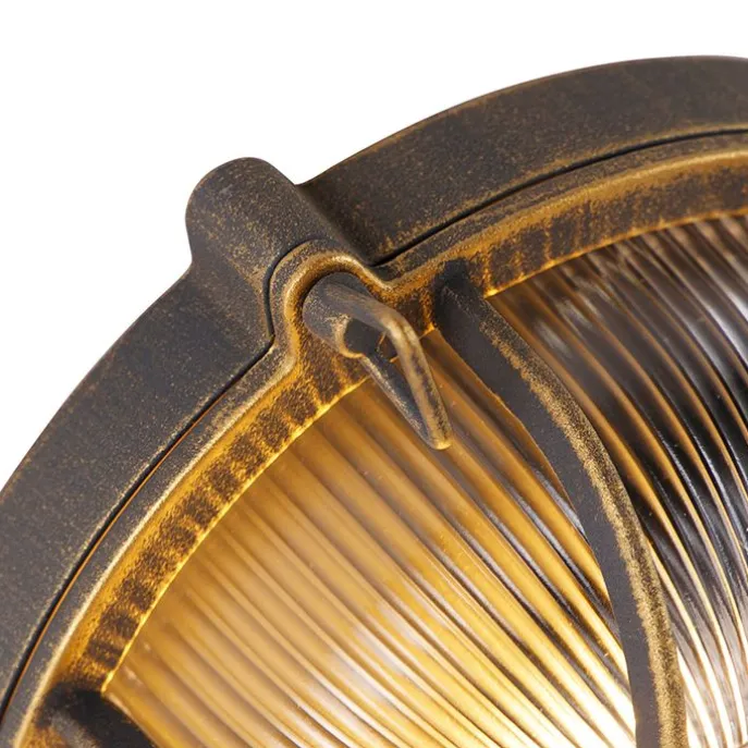 Wand- en plafondlamp goud/messing rond IP44 - Noutica