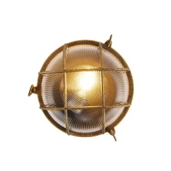 Wand- en plafondlamp goud/messing rond IP44 - Noutica