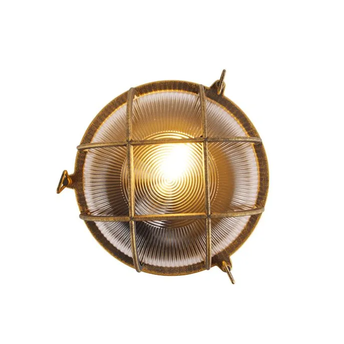 Wand- en plafondlamp goud/messing rond IP44 - Noutica