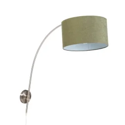 Wandbooglamp staal met kap groen 35/35/20 verstelbaar