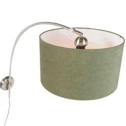 Wandbooglamp staal met kap groen 35/35/20 verstelbaar