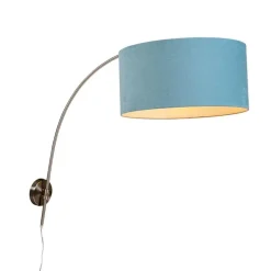 Wandbooglamp staal met kap blauw 50/50/25 verstelbaar
