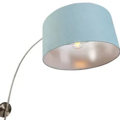 Wandbooglamp staal met kap blauw 50/50/25 verstelbaar