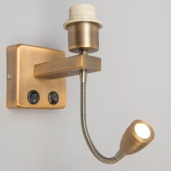 Wandlamp brons incl. LED met leesarm - Brescia Combi