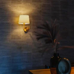 Wandlamp brons met witte kap en verstelbare arm - Ladas Deluxe