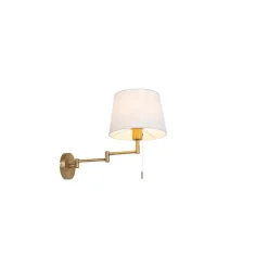Wandlamp brons met witte kap en verstelbare arm - Ladas Deluxe
