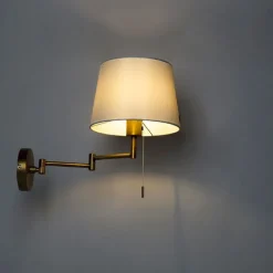 Wandlamp brons met witte kap en verstelbare arm - Ladas Deluxe