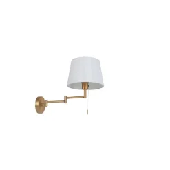 Wandlamp brons met witte kap en verstelbare arm - Ladas Deluxe