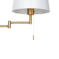 Wandlamp brons met witte kap en verstelbare arm - Ladas Deluxe