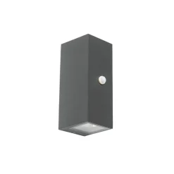 Wandlamp donkergrijs 2-lichts IP44 met bewegingssensor - Baleno