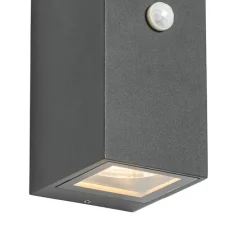 Wandlamp donkergrijs 2-lichts IP44 met bewegingssensor - Baleno
