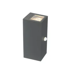 Wandlamp donkergrijs 2-lichts IP44 met bewegingssensor - Baleno