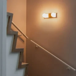 Wandlamp goud 28 cm IP44 2-lichts met schakelaar - Cederic