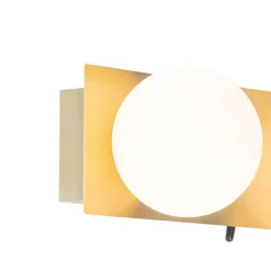 Wandlamp goud 28 cm IP44 2-lichts met schakelaar - Cederic