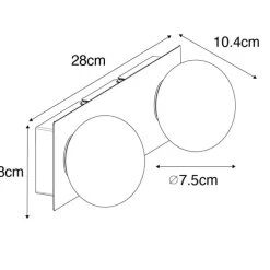 Wandlamp goud 28 cm IP44 2-lichts met schakelaar - Cederic