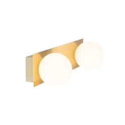 Wandlamp goud 28 cm IP44 2-lichts met schakelaar - Cederic