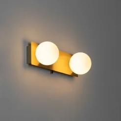 Wandlamp goud 28 cm IP44 2-lichts met schakelaar - Cederic