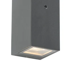 Wandlamp grijs 2-lichts IP44 met schemersensor - Baleno