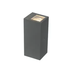 Wandlamp grijs 2-lichts IP44 met schemersensor - Baleno
