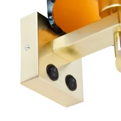 Wandlamp messing met leeslamp en kap 18 cm bloemen - Brescia