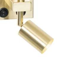 Wandlamp messing met leeslamp en kap 18 cm bloemen - Brescia