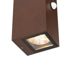 Wandlamp roestbruin 2-lichts AR70 IP44 met bewegingssensor - Baleno