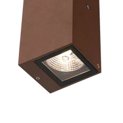 Wandlamp roestbruin 2-lichts AR70 IP44 met schemersensor - Baleno